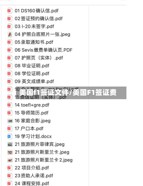 美国f1签证文件/美国F1签证费