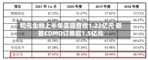 和元生物上半年实现营收1.22亿元 新签CDMO订单超1.5亿元-第2张图片