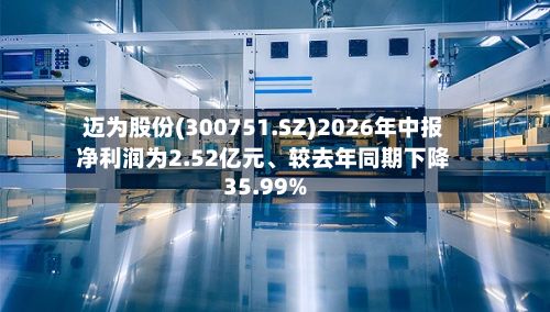 迈为股份(300751.SZ)2026年中报净利润为2.52亿元、较去年同期下降35.99%-第3张图片
