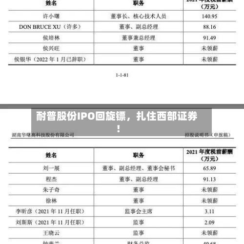 耐普股份IPO回旋镖，扎住西部证券！