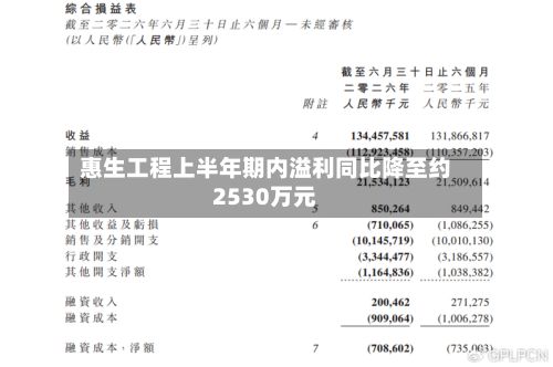 惠生工程上半年期内溢利同比降至约2530万元