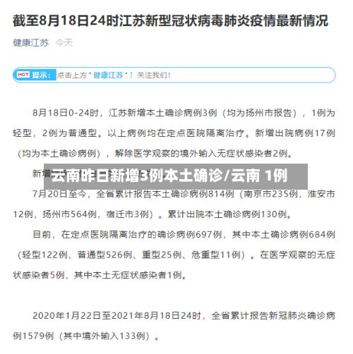云南昨日新增3例本土确诊/云南 1例