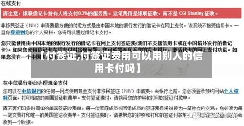 【付签证,付签证费用可以用别人的信用卡付吗】-第1张图片