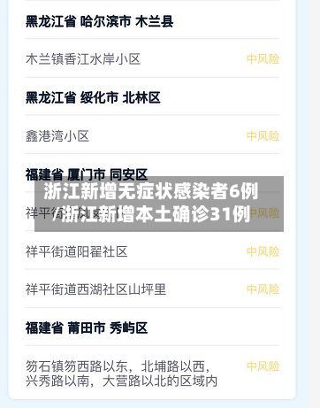 浙江新增无症状感染者6例/浙江新增本土确诊31例
