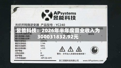 昱能科技:2026年半年度营业收入为300031832.92元-第2张图片