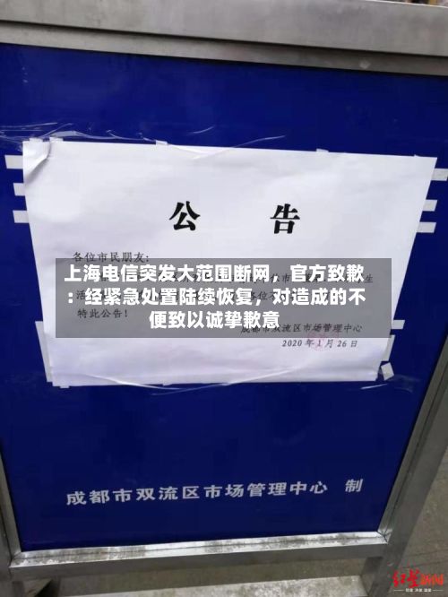 上海电信突发大范围断网	，官方致歉：经紧急处置陆续恢复，对造成的不便致以诚挚歉意-第2张图片