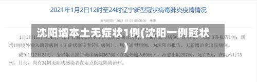 沈阳增本土无症状1例(沈阳一例冠状)-第3张图片
