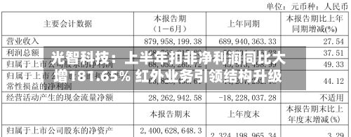 光智科技：上半年扣非净利润同比大增181.65% 红外业务引领结构升级