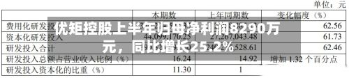 优矩控股上半年归母净利润8290万元，同比增长25.2%