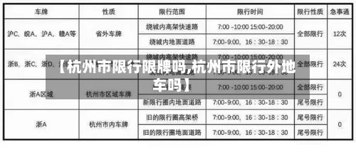 【杭州市限行限牌吗,杭州市限行外地车吗】