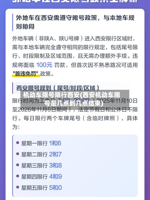 机动车限号限行西安(西安机动车限号是几点到几点结束)