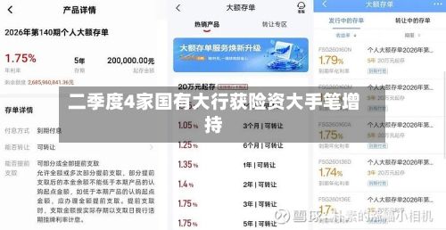 二季度4家国有大行获险资大手笔增持