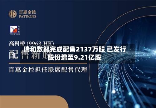 瑞和数智完成配售2137万股 已发行股份增至9.21亿股