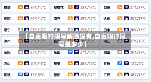 【自贡限行限号解除没有,自贡限行尾号是多少】