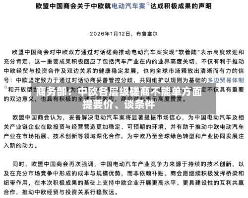 商务部：中欧各层级磋商不能单方面提要价、谈条件-第2张图片