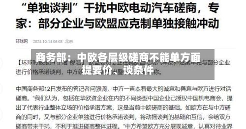 商务部：中欧各层级磋商不能单方面提要价、谈条件